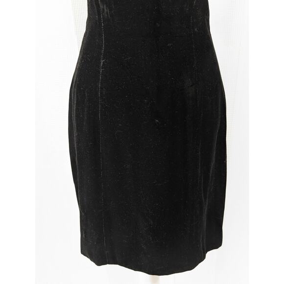 ONE + ONE! BLACK STRETCH VELVET, QUAD RIBBON WOVEN BACK, STRAPS DRESS! SZ 8 - Picture 6 of 10